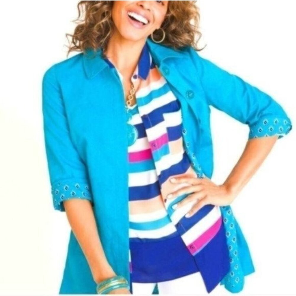 NWOT Chico's Blue Pleat-Back Jacket - Blue - 20/22
